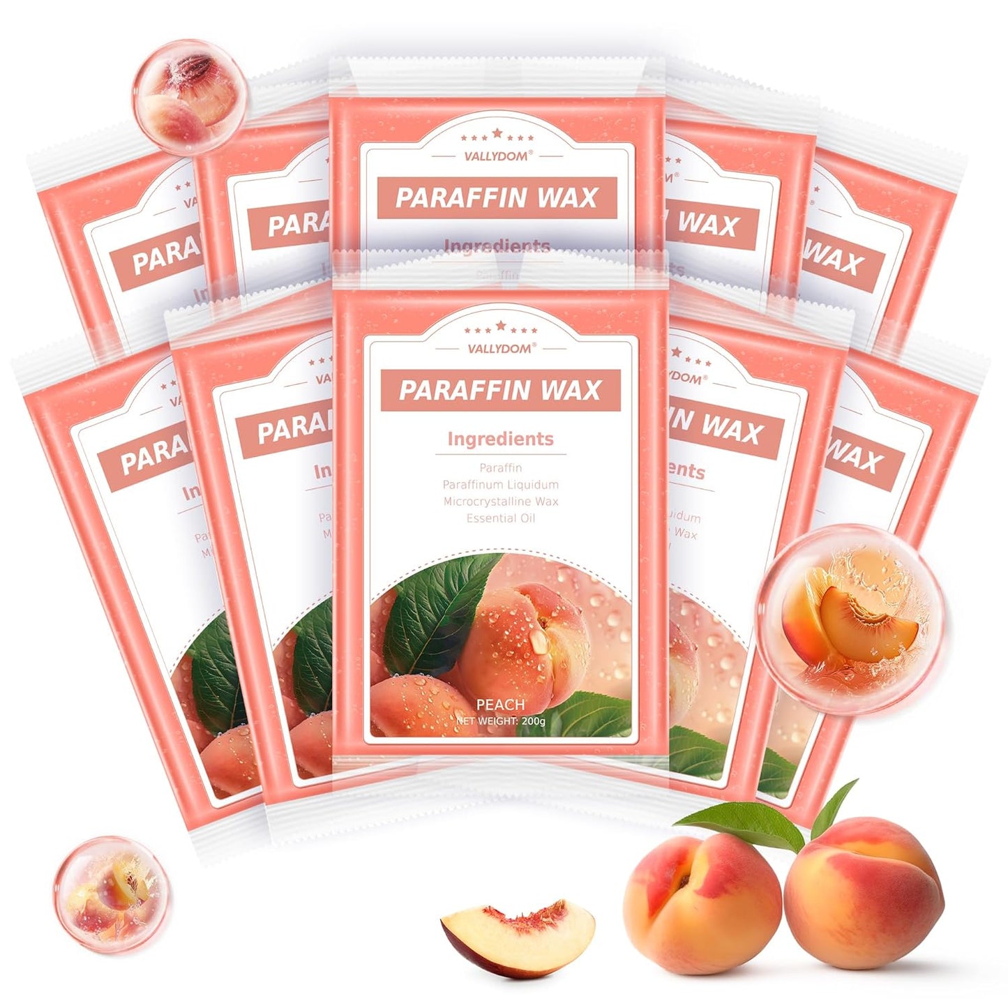 Paraffin Wax Refills, 10 Pack 200g Peach Scented Paraffin Wax Blocks for Paraffin Bath, Paraffin Wax Machine Refills for Hand Feet Dry Skin,Rrelieves muscle fatigue, Hydration and nourish