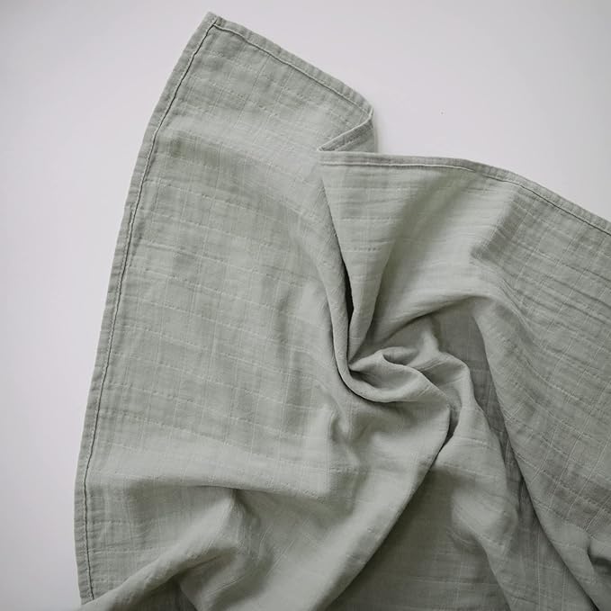 mushie Muslin Baby Swaddle Blanket | 100% Organic Cotton (Sage)