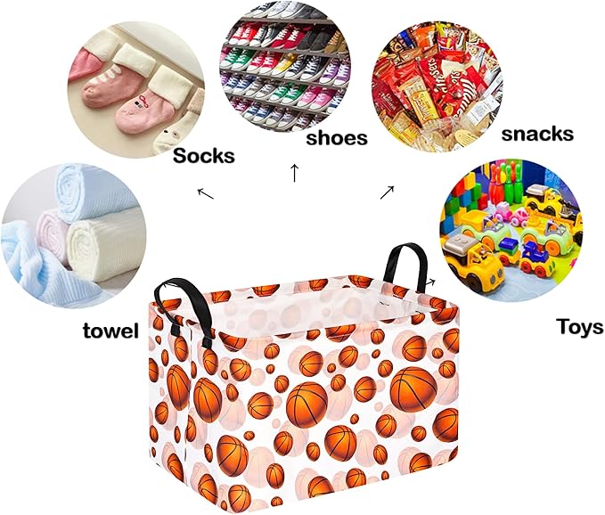 Basketball Kids Gift Storage Basket Shelf Storage Basket Organizer Box Clothes Laundry Hamper Toys Nursery Basket Baby Laundry Basket with Handles.