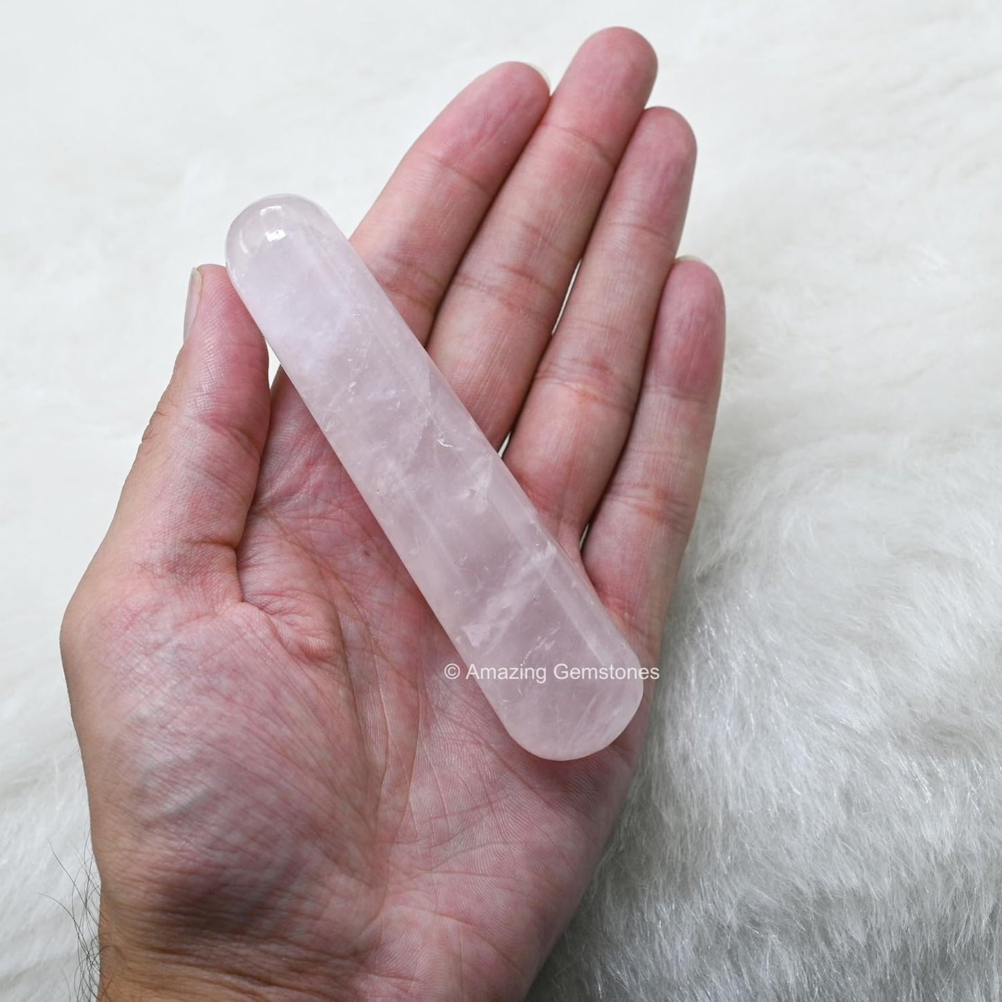 Amazing Gemstone Rose Quartz Crystal Wand Massage Stick - Pelvic Wand Gua Sha for Adults - Crystals and Healing Stones Massage Wands for Adults Gifts (Smooth)