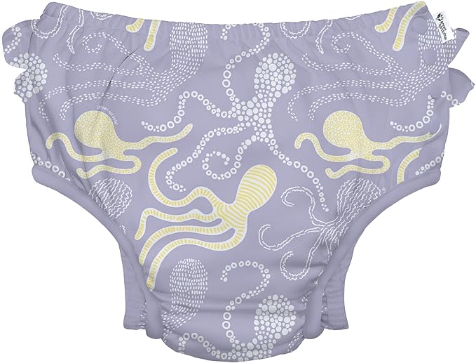 green sprouts Baby Toddler Eco Ruffle Snap Swim Diaper - Lavender Octopus - 3T