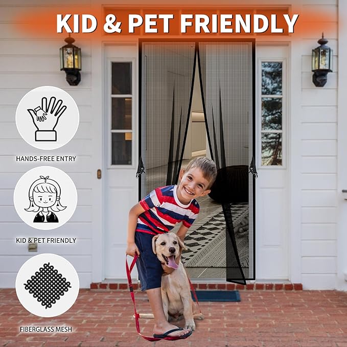 Fiberglass Magnetic Screen Door Fit Door Size 48 x 83 in- Heavy Duty Fiberglass - Image 4