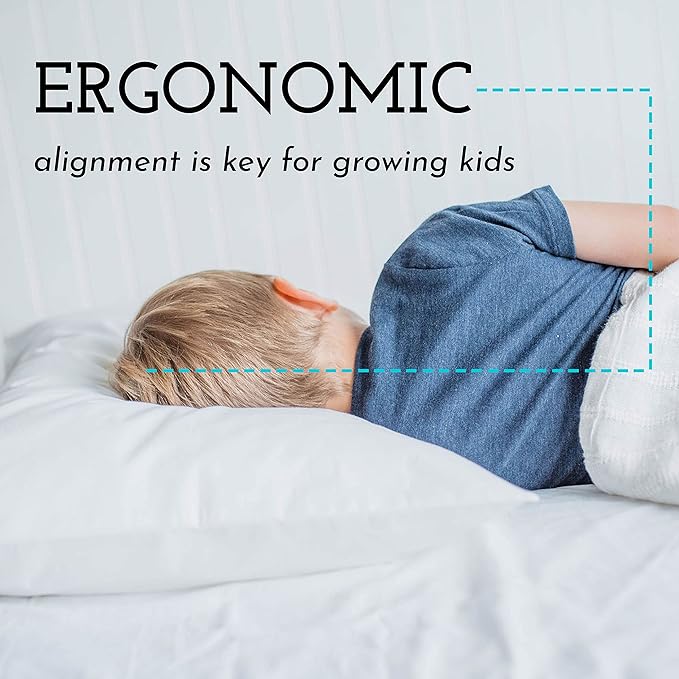 Little Sleepy Head Toddler Pillow with Pillowcase 13x18 - Kids Pillow for Sleeping - Better Neck Support Ergonomic Pillow and Toddler Pillowcase - Best Pillows for Kids(Trucks 'N Cars)