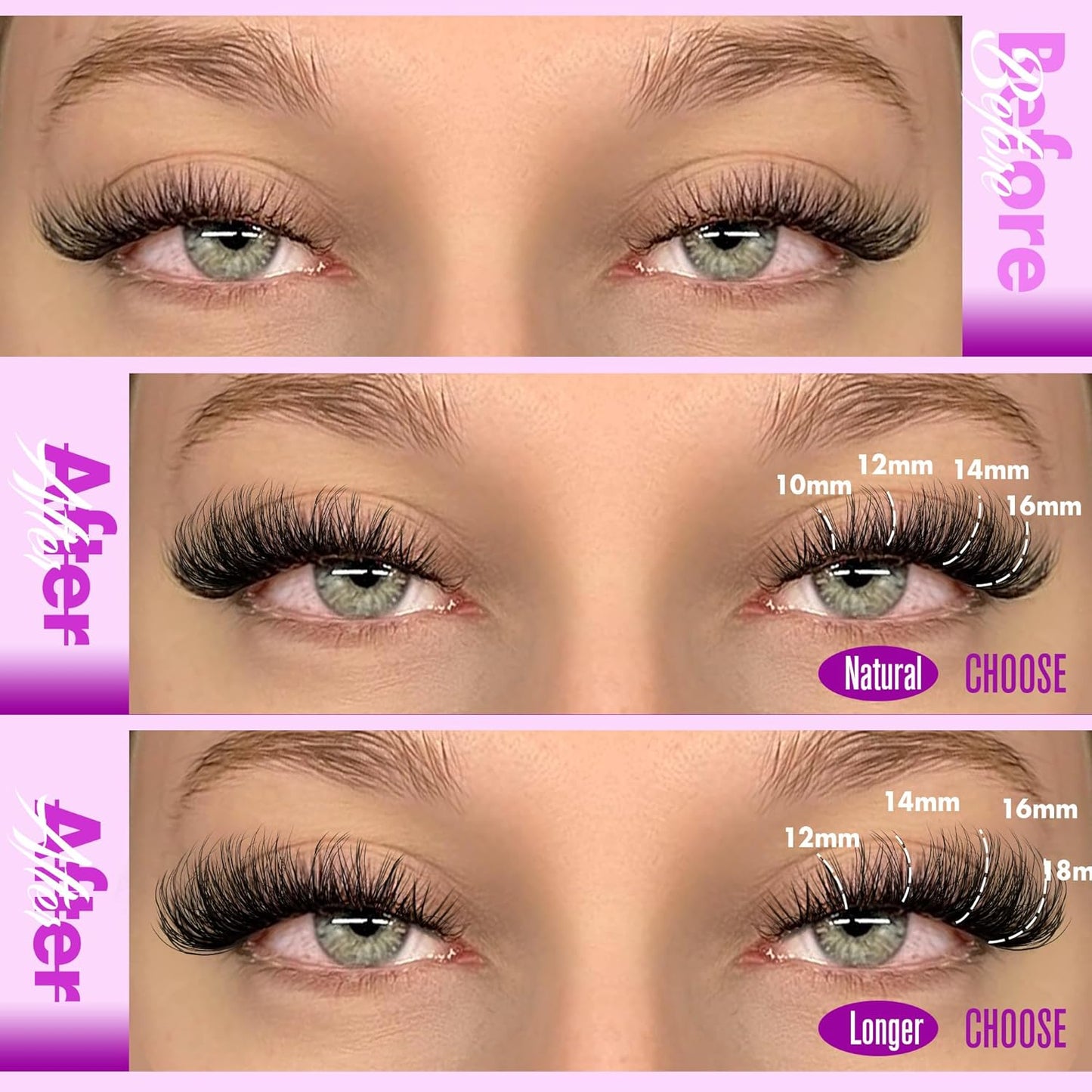 Pawotence Lash Clusters Wispy Eyelash Clusters 10-18mm Faux Mink Individual Lashes Extension DIY 144pcs False Eyelashes Full Cluster Eyelash Extensions