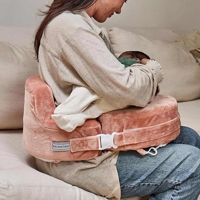 My Brest Friend Super Deluxe Nursing Pillow - Enhanced Comfort & Ergonomic Breastfeeding Pillow for Ultimate Support for Mom & Baby - Adjustable and with Handy Side Pocket, Dusty Rose