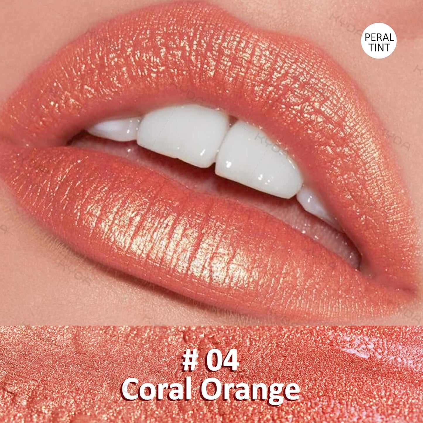 KYDA Orange Shimmer Lipstick, Metallic Pearl Lipstick, Lasting Non-sticky Glitter Lips Color, High Glossy Lips Makeup for Women, Coral Orange