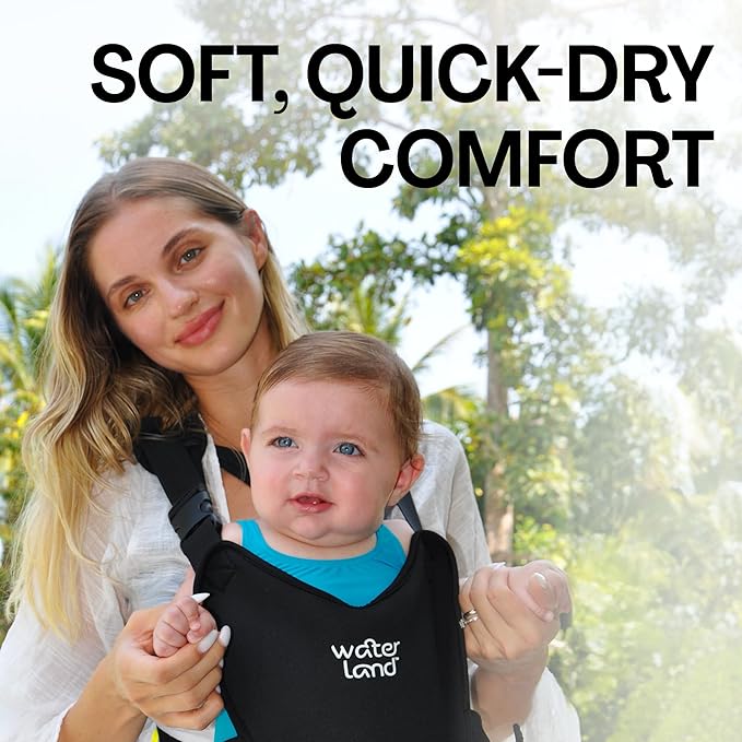 WaterLand Baby Carrier - Innovative Carrier You Can Use Both in Water & Land - Waterproof Infant Chest Holder with Adjustable Straps, Lightweight Toddler Harness for Pool & Beach (KeylimeGreen)