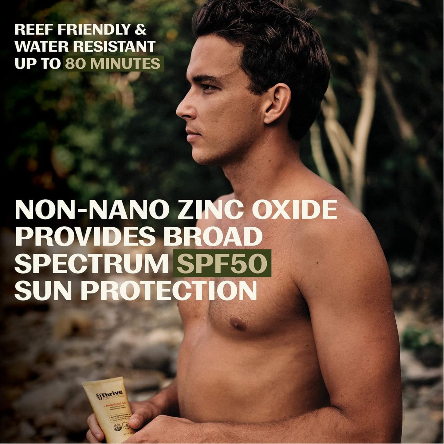 Thrive Natural Care Reef Safe Sunscreen SPF50 - Hawaii 104 Reef Act Compliant - Mineral Sunscreen Non-Nano Zinc Oxide - Vegan, (5.8 Oz (Pack of 3))