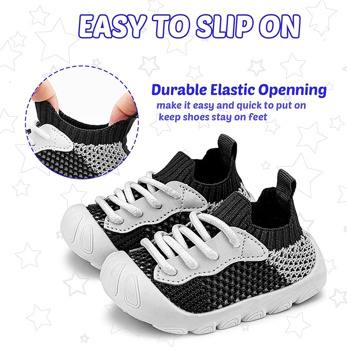 Baby Walking Shoes Toddler Girl Boy Soft Sole Breathable Cotton Canvas Shoes Infant Lightweight Non-Slip Safer Slip-on First Walkers Shoes Casual Tennis Wide Sneakers Rubber Soles Running Outdoor