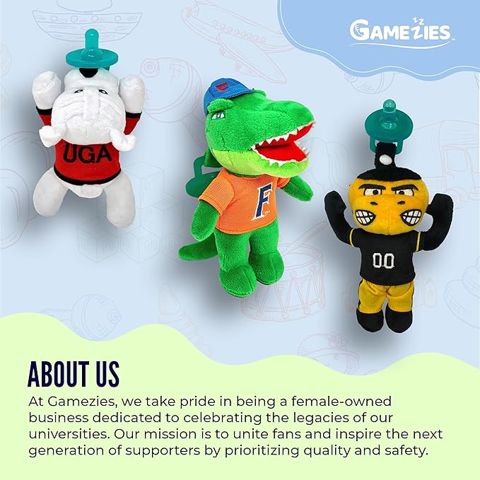 Gamezies Baby Boy and Girl College Mascot Stuffed Toy Plush Silicone Pacifier, Collegiately Licensed, BigJay, University of Kansas CPSIA Tested, BPA-Free 0-6 Months