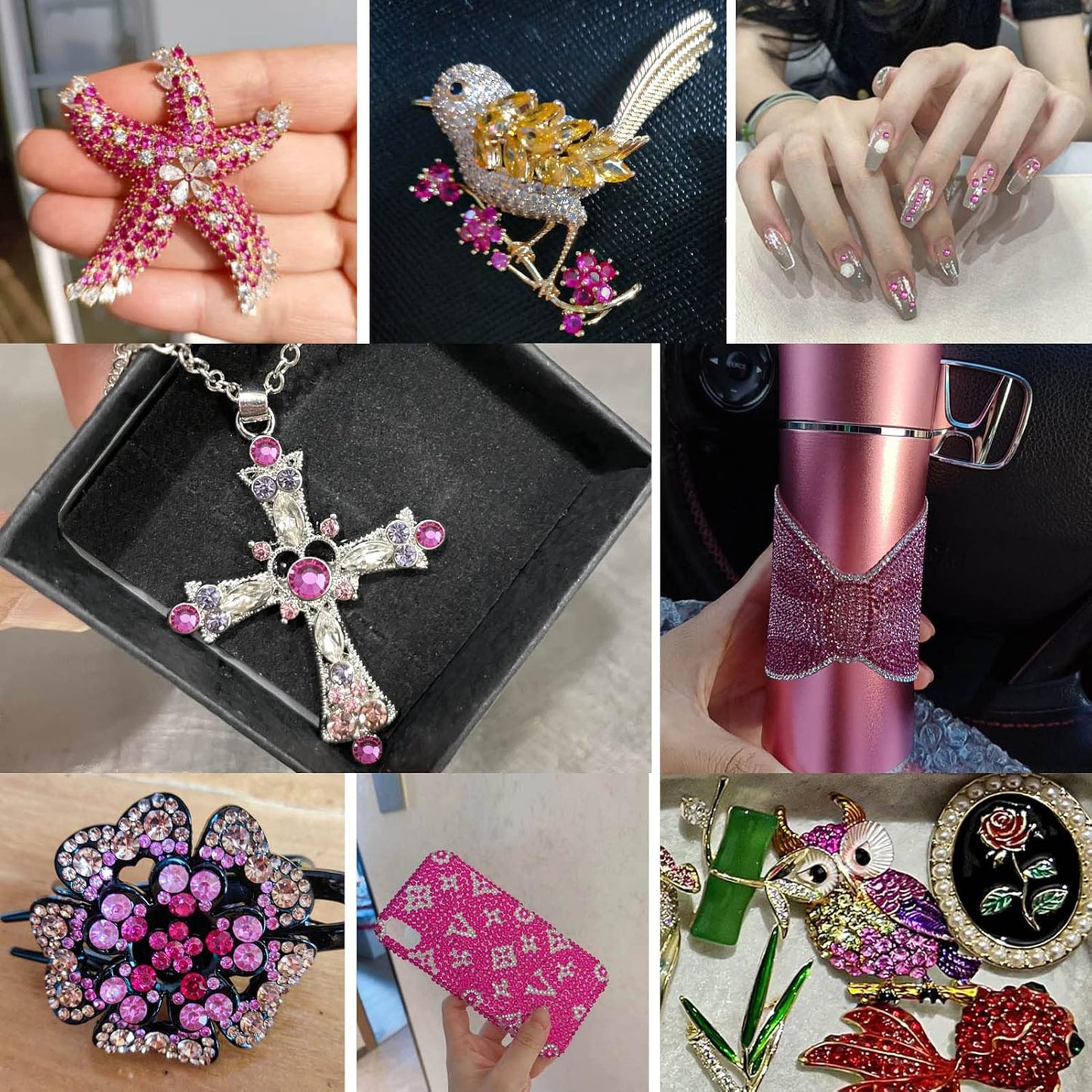 Beadsland 1440pcs Flat Back Crystal Rhinestones Round Gems for Nail Art and Craft Glue Fix,Fuchsia,SS3,1.2-1.4mm