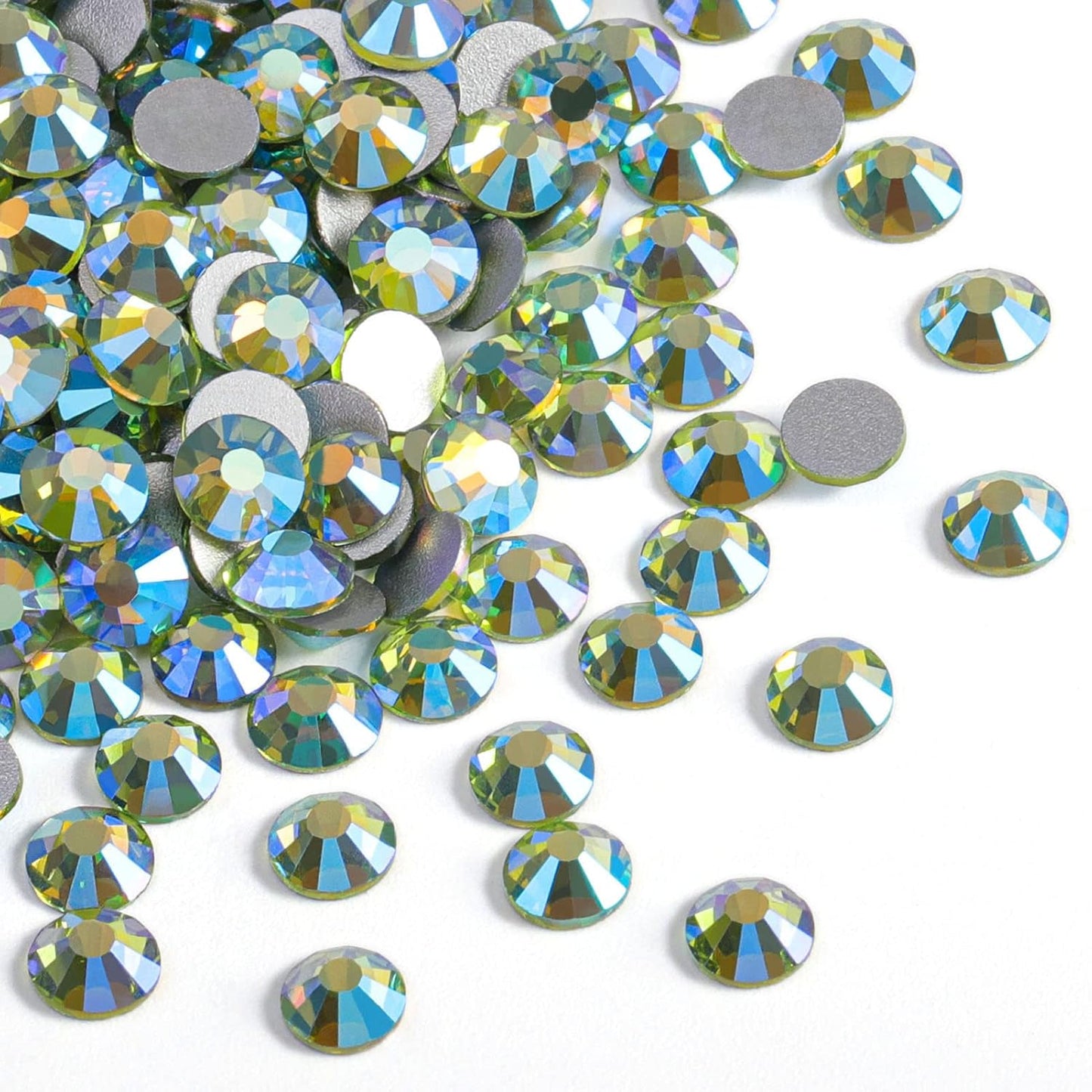 Beadsland 1440 Pieces Flat Back Crystal Rhinestones Round Gems,Peridot AB,SS16,3.8-4.0mm