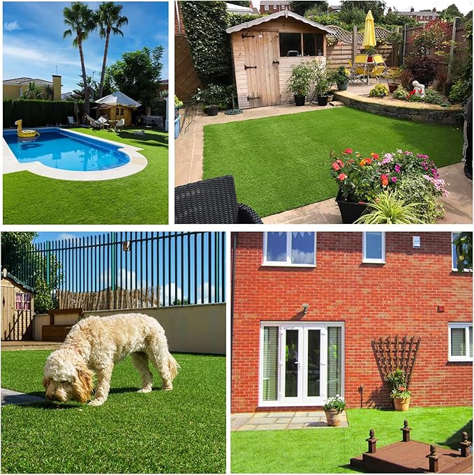 Artificial Grass Rug Outdoor Indoor 7FTX87FT Fake Grass Carpet Green Synthetic - Image 8