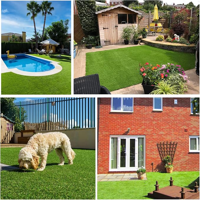 Artificial Grass Rug Outdoor Indoor 10FTX46FT Fake Grass Carpet Green Synthetic - Image 8