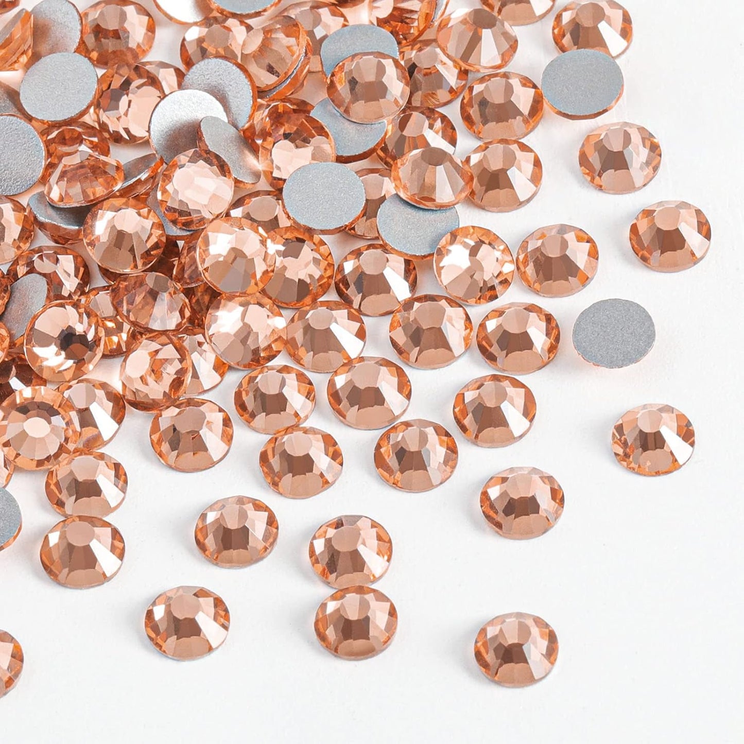 Beadsland 144pcs Flat Back Crystal Rhinestones Round Gems for Nail Art and Craft Glue Fix, Champagne, SS40, 8.4-8.7mm