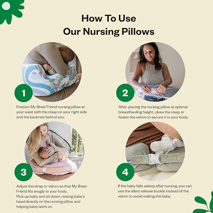 My Brest Friend Organic Cotton Super Deluxe Nursing Pillow - Enhanced Comfort & Ergonomic Breastfeeding Pillow - Ultimate Support For Mom & Baby - Adjustable with Handy Side Pocket, Modern Art