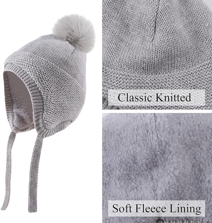 JANGANNSA Basic Winter Baby Boys Beanie Pompom Knitted Girls Hat Kids Earflap Beanies Warm Infant Toddler Hats