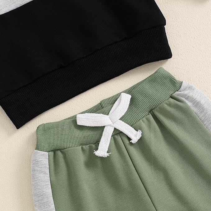 Toddler Baby Boy Fall Outfits Long Sleeve Crew Neck Pullover Sweatshirt + Jogger Pants Set Infant Winter Clothes