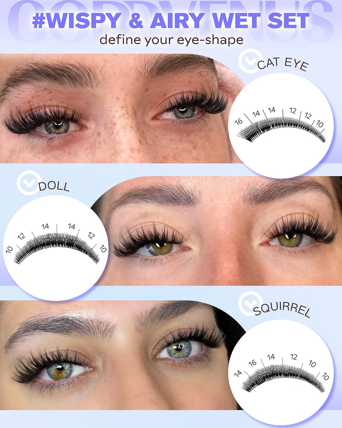 Wispy Lash Clusters Natural DIY Fairy Wet Eyelash Clusters 300 Pcs Cluster Eyelash Extensions Reusable Waterproof Individual Lash (10-16mm CC Curve)