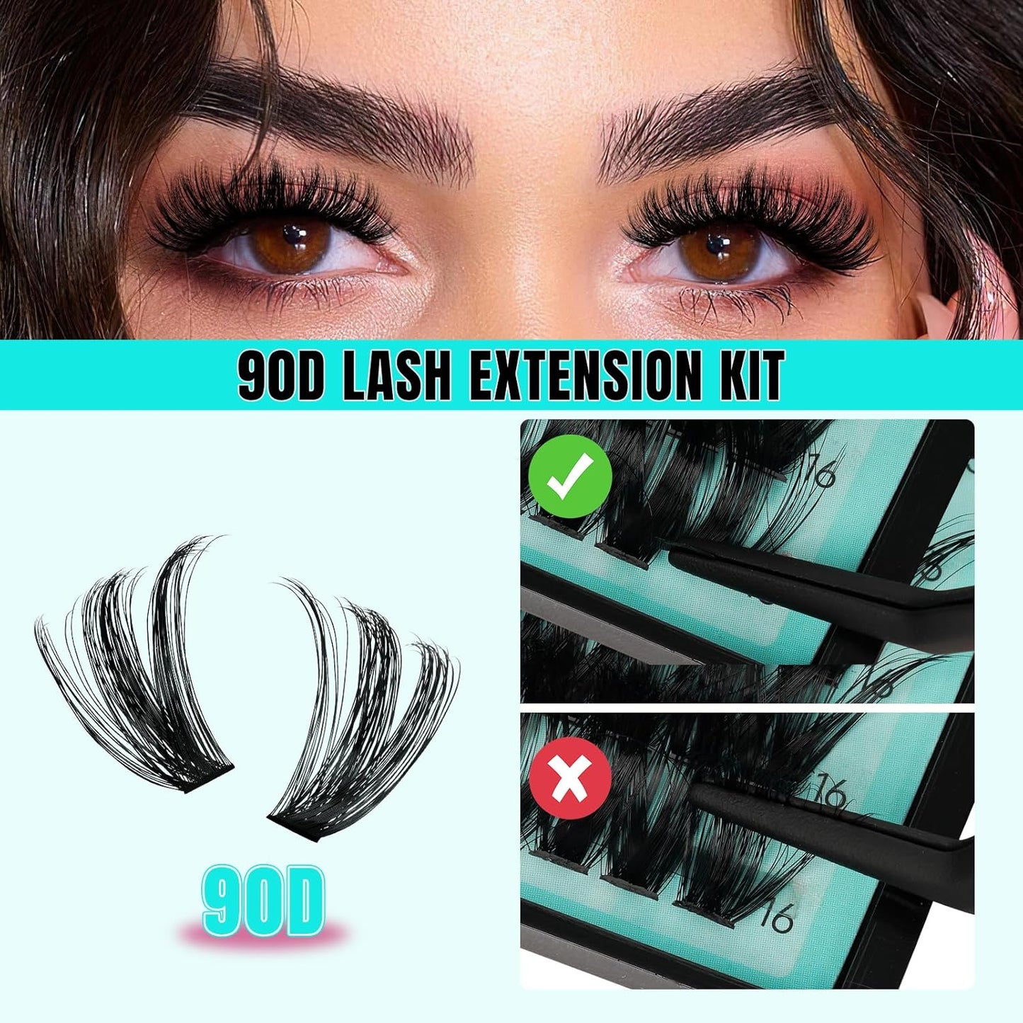 Lash Clusters 320Pcs 90D Eyelashes Cluster D Curl Individual Wispy Lashes Cluster for DIY Cluster Eyelash Extensions at Home for Beginners (Mix10-16mm)