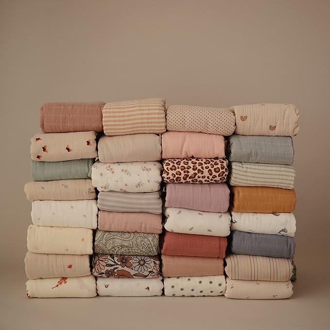 mushie Muslin Baby Swaddle Blanket | 100% Organic Cotton (Flowers)