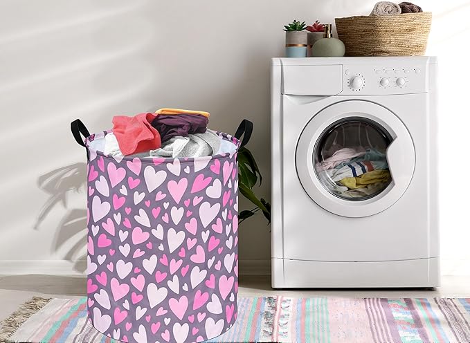 Round Laundry Hamper Storage Basket Laundry Organizer Hamper Storage Bins Clothes and Toys Box Nursery Hamper Gift Basket For Kids with Handles