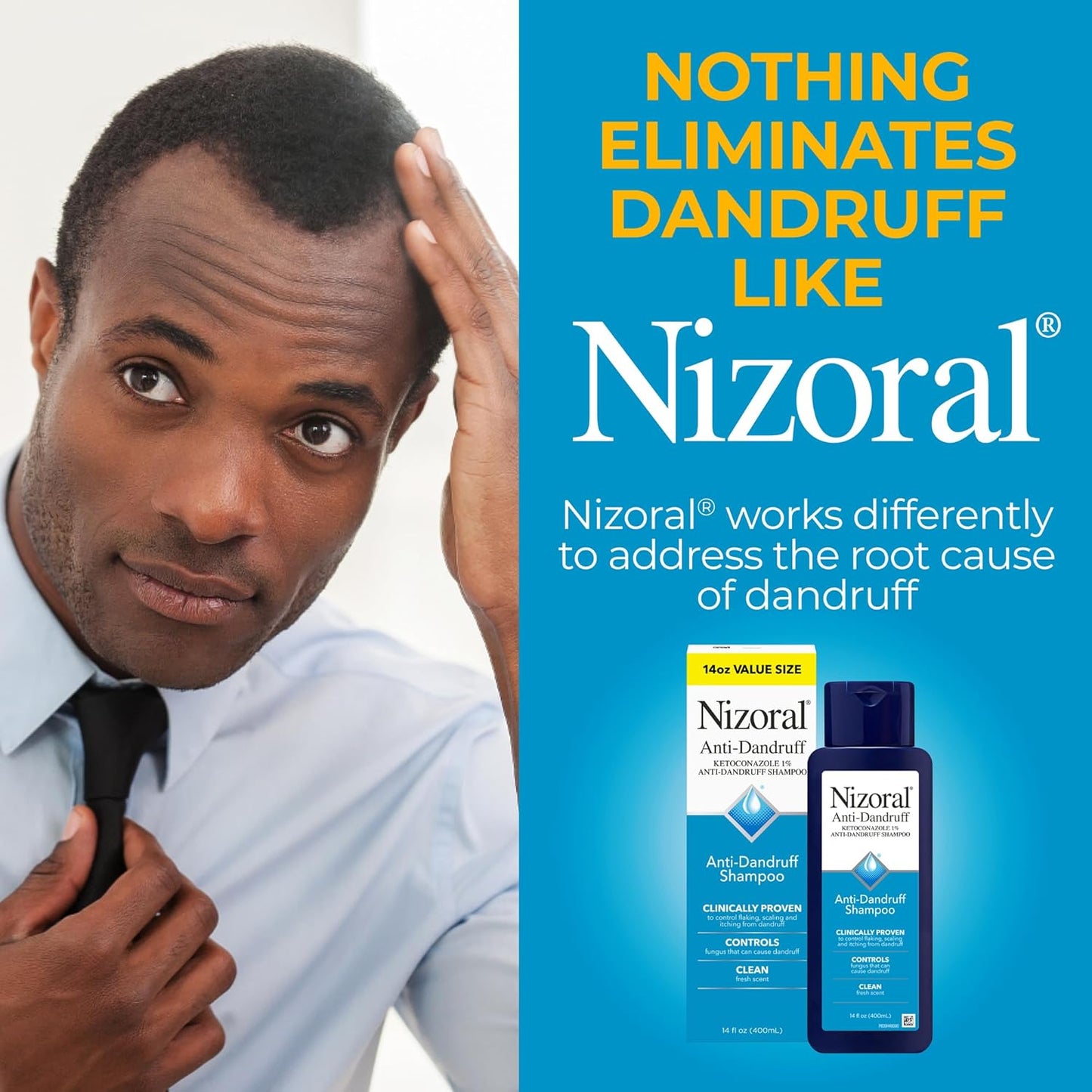 Nizoral Anti-Dandruff Shampoo with 1% Ketoconazole, Fresh Scent, 14 Fl Oz (Pack of 2)