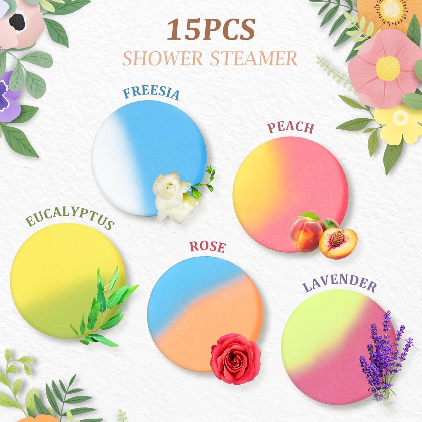 15PCS Shower Steamers Aromatherapy, Gifts for Women & Men Birthdays Christmas Adults Moms Natural Essential Oils, Stocking Stuffers Shower Tablets for Home SPA Self Care Relaxation Stress Relief