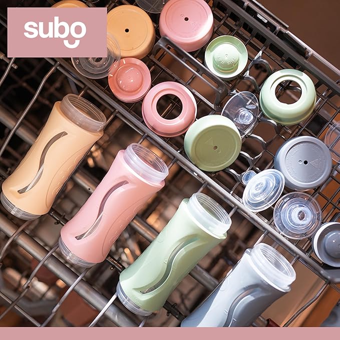 Subo Baby Food Bottle | No Mess Baby Toddler Self Feeder | Squeeze Free Design for Purees, Smoothies, Yogurt, Oatmeal, or Thickened Liquids | Reusable Silicone Washable Cup (Rose)