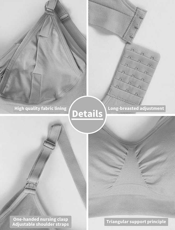 iloveSIA Nursing Bras for Mom Breastfeeding, Seamless Supportive Sleep Bra for Maternity Postpartum S-2XL 3Pack