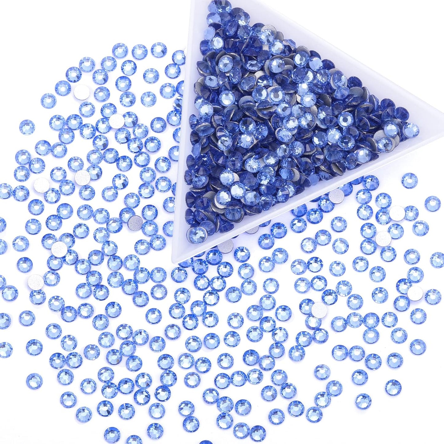 1440Pcs Light Blue Crystal Rhinestones,Glass Flatback Rhinestones Gemstones for Nail Face Makeup Art Crafts Clothes Decoration - (SS16,4.0mm,Light Blue)