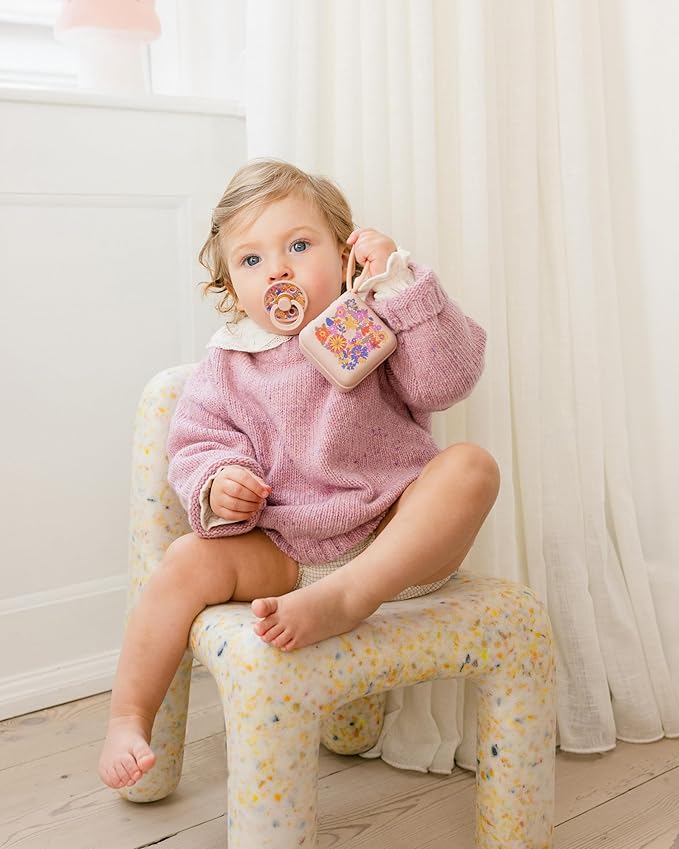 BIBS Colour Liberty Soother 2-Pack, BPA Free Dummy Pacifier, Round Nipple. Natural Rubber Latex, Made in Denmark, Size 1 (0-6 Months), Strawberries and Cream Ivory Mix