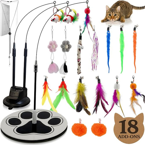 18pcs Interactive Cat Toys for Indoor Cats Suction Cup Cat Toys for Indoor Cats by GADGETSOLOGY