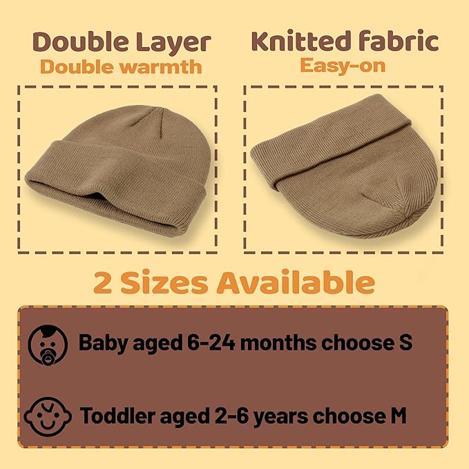 YMYDYFC Baby Beanie 3Pack Toddler Beanie Infant Knit Hat Baby Winter Hats for Boy Girl Winter Clothes Warm Knit Cap 0-6Years