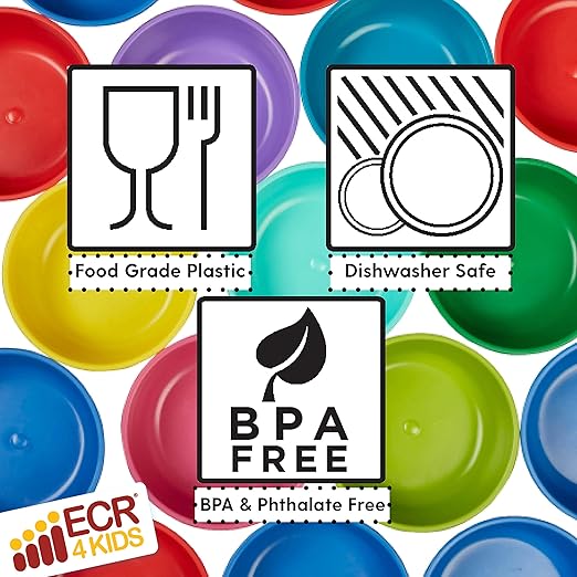ECR4Kids My First Meal Pal Drinking Cups, Kids Plastic Tableware, Stackable and Dishwasher Safe, Stackable Tumblers for Baby, Toddler and Child Feeding, 3-Pack - Citrus