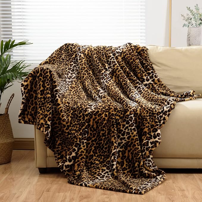 Bnuitland Leopard Print Flannel Blanket, Large Size 108x90 Inches - Image 9