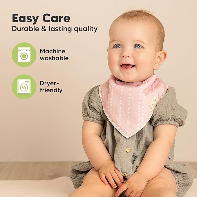 8-Pack Organic Baby Bandana Bibs for Girls - Super Absorbent Triangle Baby Bibs for Drooling and Teething Infant, 100% Cotton Extra Soft for Newborn, Infant 0-36 Months (Prism)