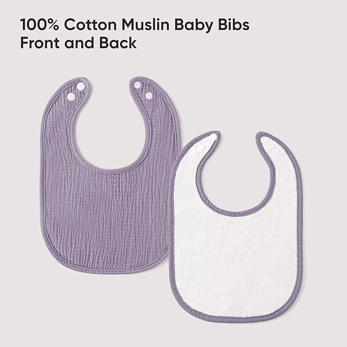 Bearmoss Muslin Baby Drooling Bibs 8 Pack, 100% Cotton Square Adjustable Bandana Bibs Gift for Baby Girls Boys Teething Drool