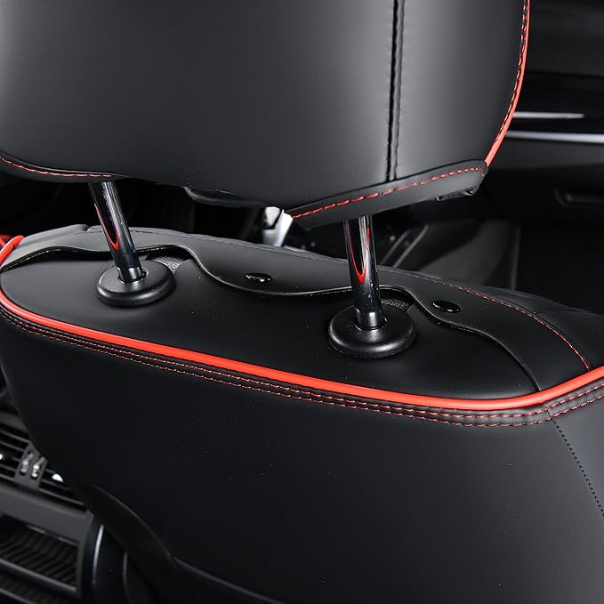 FLORICH Seat Covers for Cars, Waterproof Seat Covers, Leather Car Seat Covers 2 Pack, Universal Seat Cushion Protector for Most Cars Trucks SUV-Black&Red Line