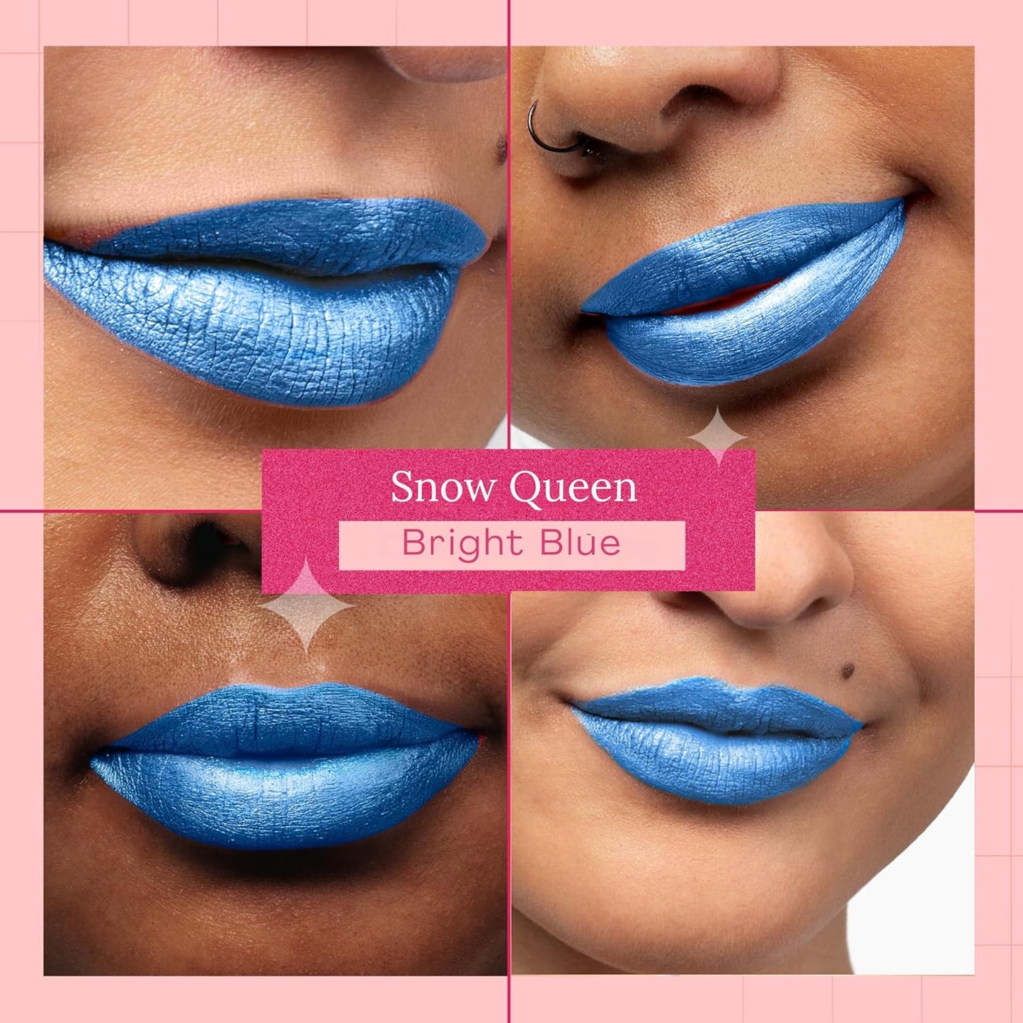Aromi Bright Blue Metallic Liquid Lipstick | Sparkly Sky Lip Color with Shimmery Finish, Vegan Makeup, Cruelty-free, Long-lasting (Snow Queen)