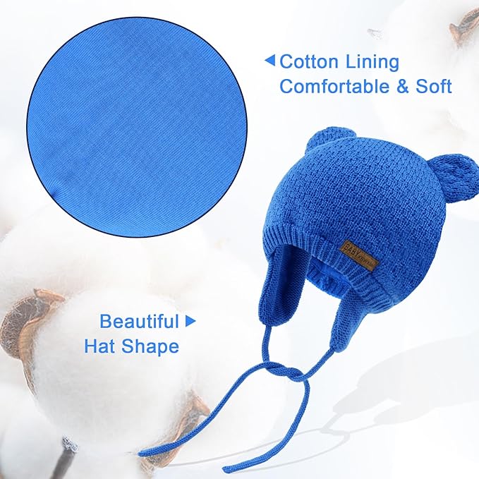 XIAOHAWANG Baby Hat Cute Bear Toddler Earflap Beanie Warm for Fall Winter