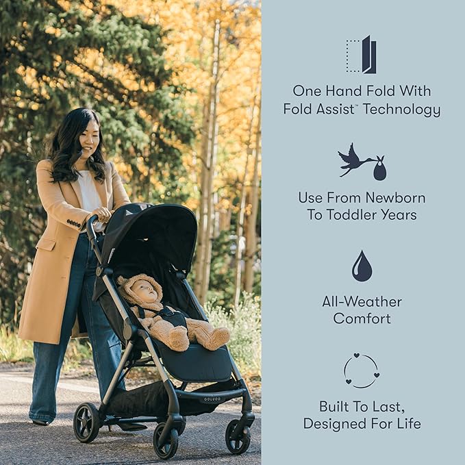 Colugo The One Stroller - Lightweight Easy Fold Compact Toddler and Baby Stroller for Travel, Large Storage Basket, One Hand Fold, Includes Raincover, Bumper Bar, Cupholder (Ponderosa Pine)
