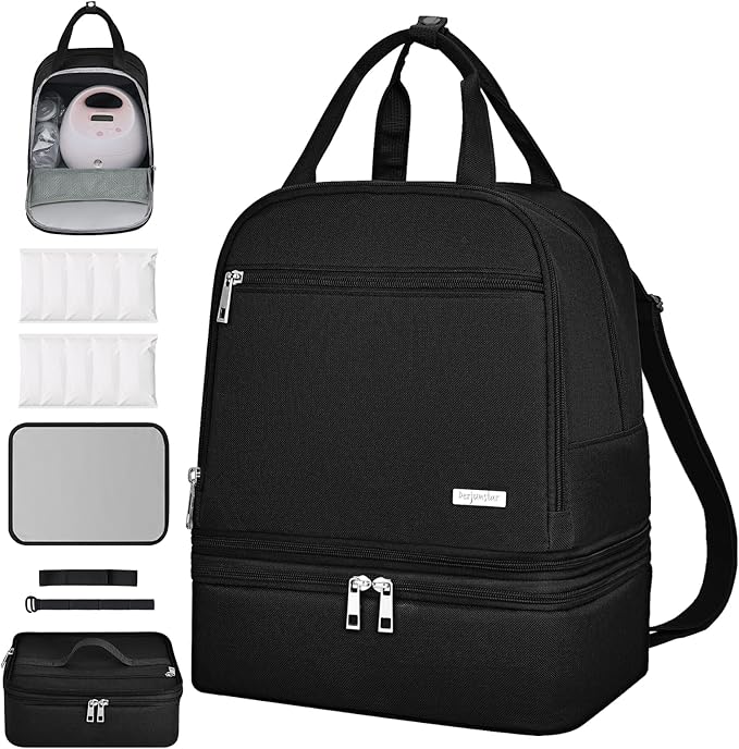 Spectra Pump Bag, Pumping Bag with Cooler for for Working Moms and Travel, Portable Carrying Case for Breastmilk Storage, Fit for Spectra S1/S2,Black