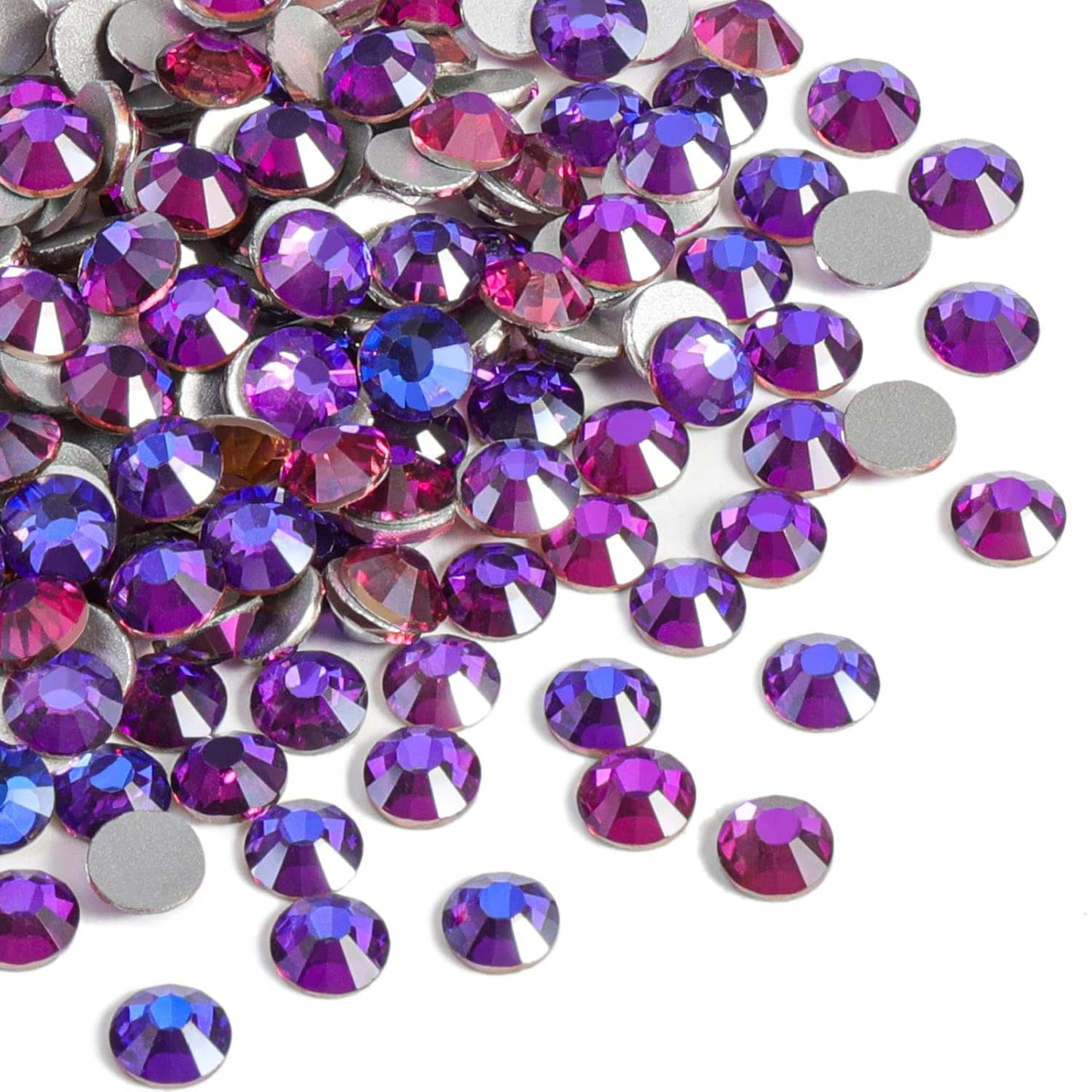 Beadsland 144 Pieces Flat Back Crystal Rhinestones Round Gems, Purple Velvet, SS40, 8.4-8.7mm