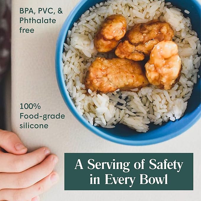 Simka Rose Baby Bowl and Spoon Set, Suction Bowls for Toddler, BPA-Free Silicone, Dishwasher and Microwave Safe Feeding Supplies (Emerald)
