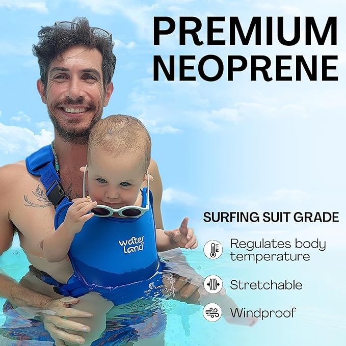 WaterLand Baby Carrier - Innovative Carrier You Can Use Both in Water & Land - Waterproof Infant Chest Holder with Adjustable Straps, Lightweight Toddler Harness for Pool & Beach (Grey)