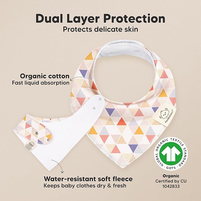 8-Pack Organic Baby Bandana Bibs for Girls - Super Absorbent Triangle Baby Bibs for Drooling and Teething Infant, 100% Cotton Extra Soft for Newborn, Infant 0-36 Months (Prism)