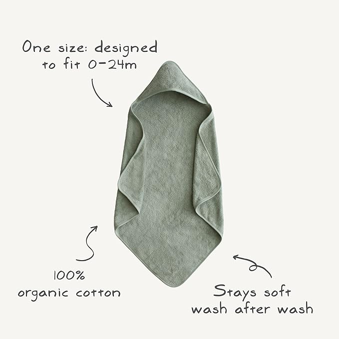mushie Baby Hooded Towel | Organic Cotton (Moss)