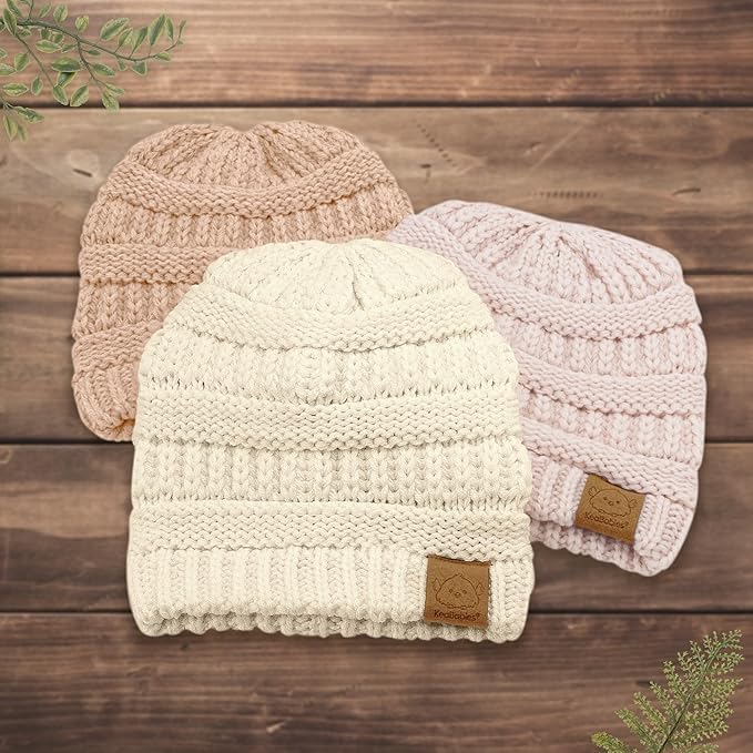 3-Pack Baby Beanies for Boys, Girls - Stretchy Knit Baby Hats, Cute Newborn & Toddler Winter Hat, Soft & Warm Infant Beanie 6-36 Months (Macaron, M)