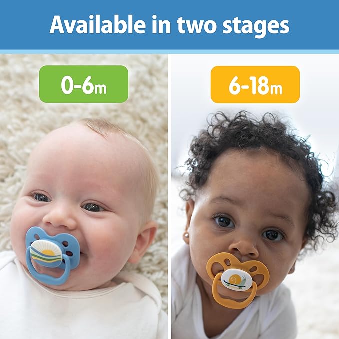 Dr. Brown's Advantage Baby Pacifier, Fully Symmetrical Soother with Soft Silicone Bulb, Lavender Love, 0-6m, BPA Free, 24 Pack